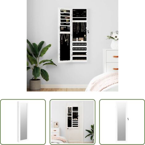 vidaXL Armadio con porta oggetti -  Armadio Portagioie con Specchio a Muro Bianco 30x8,5x106 cm