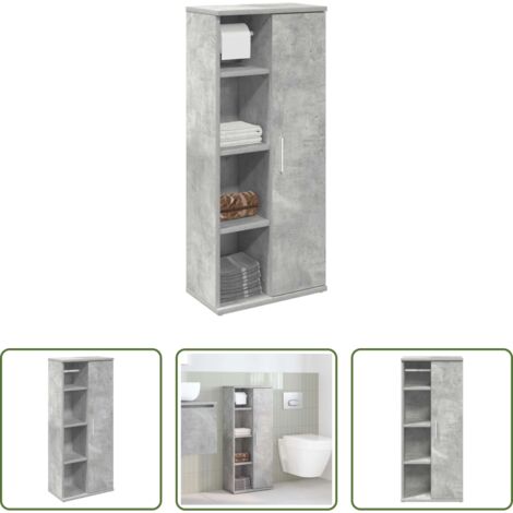 vidaXL Armadio con portarotolo -  Mobile da Bagno con Portarotolo Grigio Cemento 39x22x90 cm