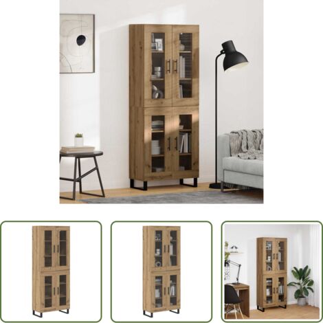 vidaXL Armadio con porte -  Credenza 2 pcs Rovere artigianale Legno Stratificato e Vetro