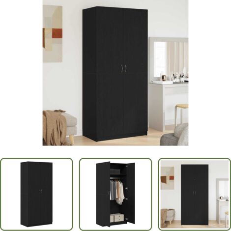 vidaXL Armadio con porte -  Guardaroba Rovere Nero 90 x 52 x 200 cm Legno multistrato