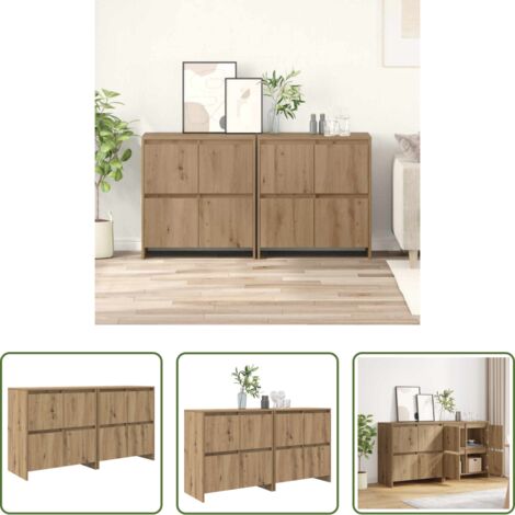 vidaXL Armadio con porte -  Sideboards 2 pcs rovere artigianale 70 x 41 x 75 cm