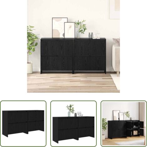 vidaXL Armadio con porte -  Sideboards 2 pcs Rovere nero 70 x 41 x 75 cm Legno multistrato