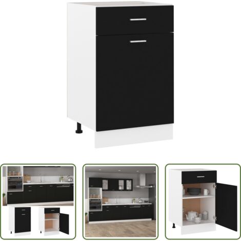 vidaXL Armadio con ripiani -  Armadio con Cassetto “Lyon” Nero 50x46x81,5 cm