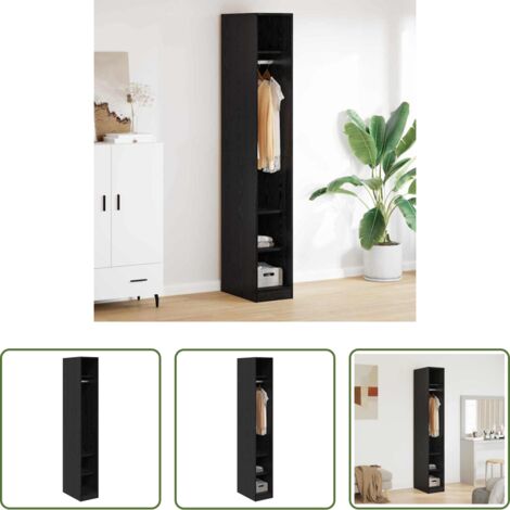 vidaXL Armadio con ripiani - Guardaroba Rovere Nero 50 x 30 x 200 cm Legno multistrato