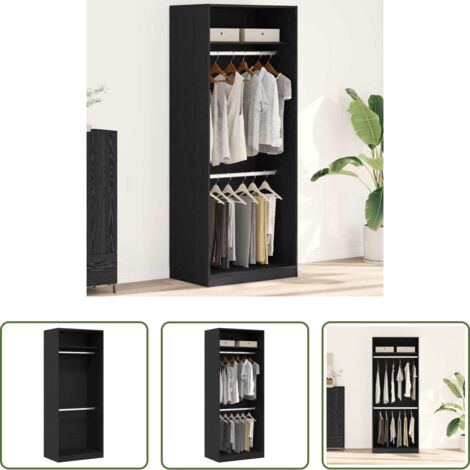 vidaXL Armadio con ripiani -  Guardaroba Rovere Nero 80 x 50 x 200 cm Legno multistrato
