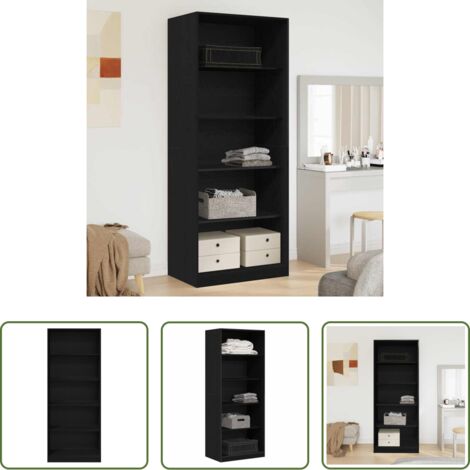 vidaXL Armadio con ripiani -  Guardaroba Rovere Nero 80 x 50 x 200 cm Legno multistrato