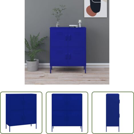 vidaXL Armadio con ripiani regolabili -  Armadietto Blu Marino 80x35x101,5 cm in Acciaio
