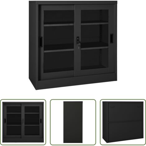 vidaXL Armadio con ripiani regolabili -  Armadio con Ante Scorrevoli Antracite 90x40x90 cm in Acciaio