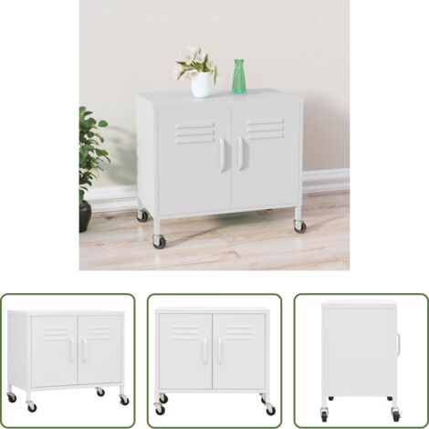 vidaXL Armadio con ruote -  Armadietto Bianco 60x35x56 cm in Acciaio