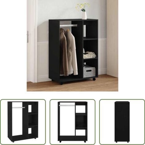 vidaXL Armadio con ruote - Armadio Nero 80x40x110 cm in Legno Multistrato
