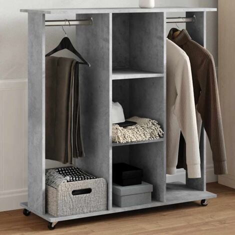 vidaXL Armadio con Ruote Grigio Cemento 102x38x110cm Legno Multistrato
