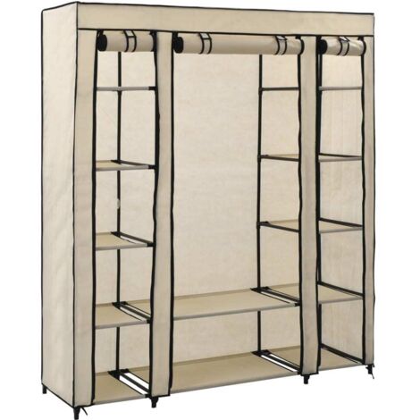 vidaXL Armadio con Scomparti e Aste Crema 150x45x176 cm in Tessuto