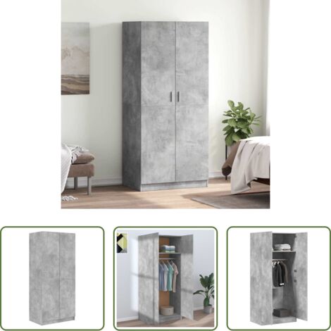 vidaXL Armadio con scomparto -  Armadio Grigio Cemento 80x52x180 cm in Legno Multistrato