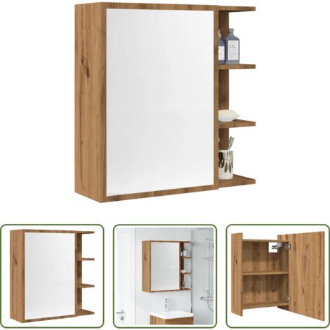 vidaXL Armadio con specchio -  Mobile Bagno con Specchio Rovere 62,5x20,5x64 cm Multistrato