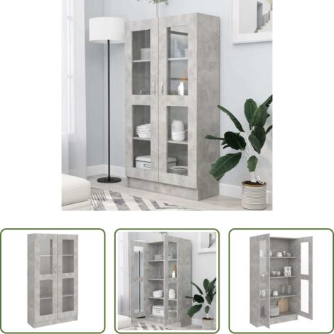 vidaXL Armadio con vetrina -  Armadietto Vetrina Grigio Cemento 82,5x30,5x150 cm Multistrato