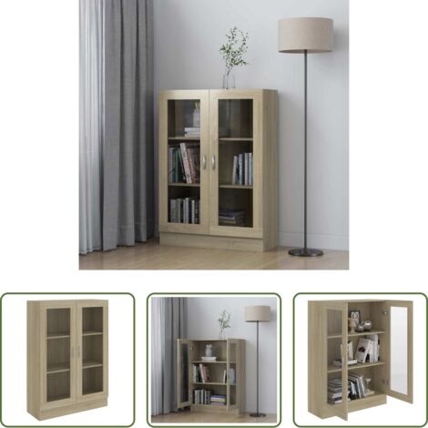 vidaXL Armadio con vetrina -  Armadietto Vetrina Rovere Sonoma 82,5x30,5x115 cm Multistrato