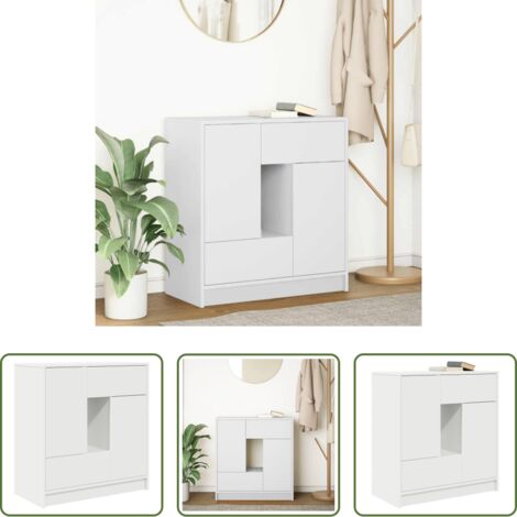 vidaXL Armadio -  Credenza con Cassetti e Ante Bianco 70,5x34x74,5 cm
