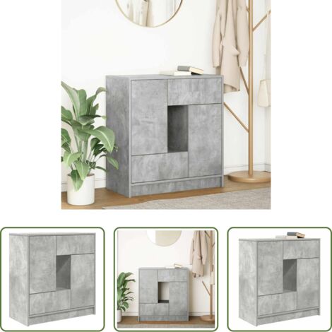 vidaXL Armadio -  Credenza con Cassetti e Ante Grigio Cemento 70,5x34x74,5 cm