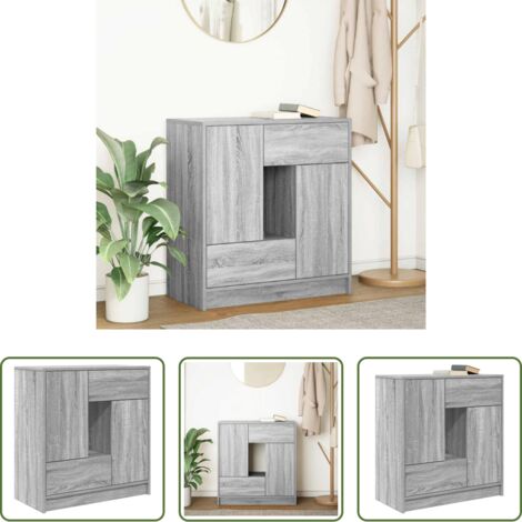 vidaXL Armadio -  Credenza con Cassetti e Ante Grigio Sonoma 70,5x34x74,5 cm
