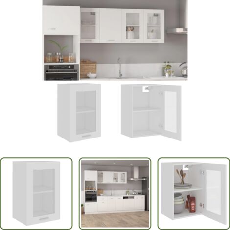 vidaXL Armadio cucina -  Armadio Sospeso con Vetro “Lyon” Bianco 40x31x60 cm