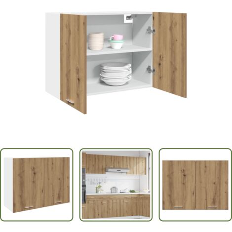 vidaXL Armadio cucina -  Mobile Pensile “Lyon” Rovere Artigianale 80x31x60 cm