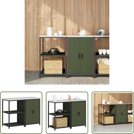 vidaXL Armadio cucina -  Set di Stoccaggio per Cucina con lo scaffale 2 pcs Verde oliva