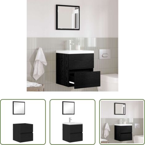 vidaXL Armadio da bagno in legno -  Mobile da Bagno Rovere Nero 41 x 38,5 x 45 cm Legno multistrato