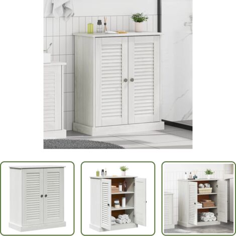vidaXL Armadio da bagno in legno -  Mobile da Bagno VIGO Bianco e Bianco Antico 68 x 34 x 80 cm