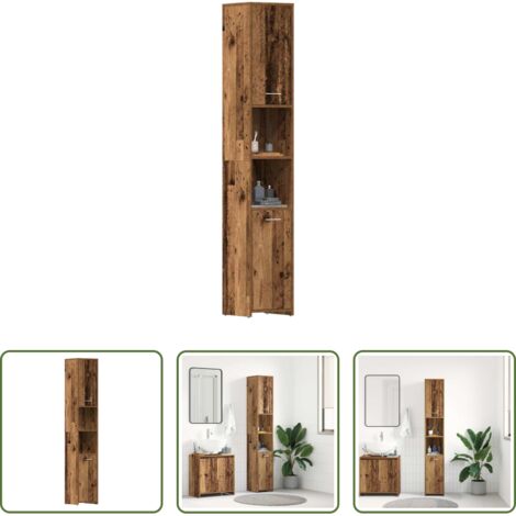 vidaXL Armadio da bagno -  Mobile da Bagno Legno Antico 30x30x183,5 cm in Legno tecnico
