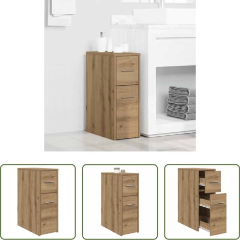 vidaXL Armadio da bagno -  Mobile da Bagno Stretto con Ruote Rovere Artigianale Truciolato