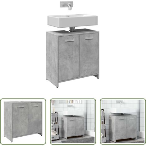 vidaXL Armadio da bagno -  Mobile Lavabo Bagno Grigio Cemento 60x33x60cm Legno Multistrato