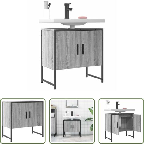 vidaXL Armadio da bagno -  Mobile Lavabo Bagno Grigio Sonoma 60x33x60 cm Legno Multistrato