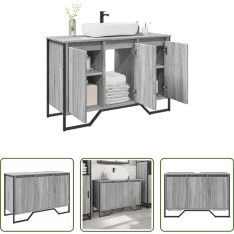 vidaXL Armadio da bagno -  Mobile Lavabo Bagno Grigio Sonoma 91x35x60 cm in Truciolato