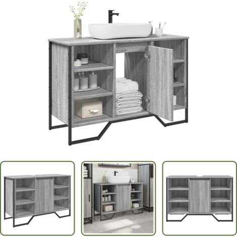 vidaXL Armadio da bagno -  Mobile Lavabo Bagno Grigio Sonoma 91x35x60 cm in Truciolato