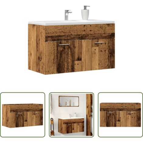 vidaXL Armadio da bagno -  Mobile Lavabo Bagno Legno Antico 90x38,5x46 cm Multistrato