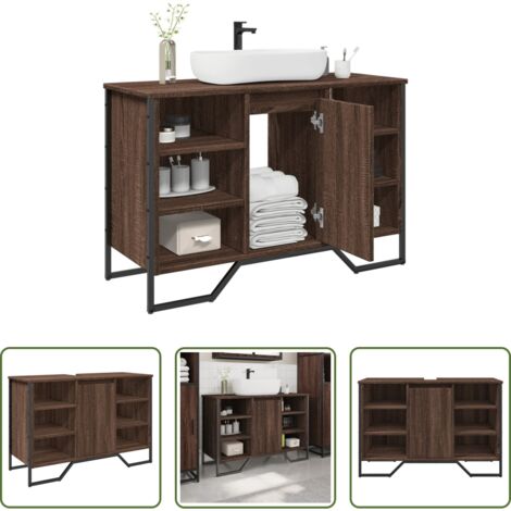 vidaXL Armadio da bagno -  Mobile Lavabo Bagno Rovere Marrone 91x35x60cm in Truciolato