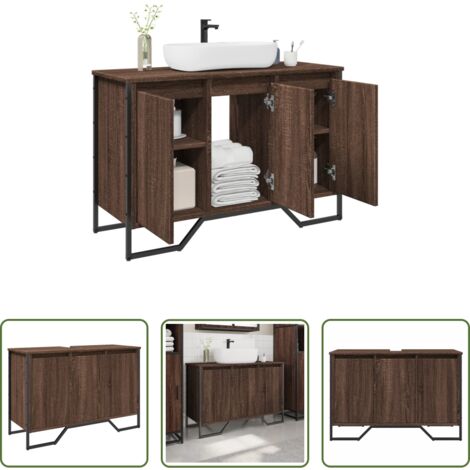 vidaXL Armadio da bagno -  Mobile Lavabo Bagno Rovere Marrone 91x35x60cm in Truciolato