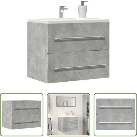 vidaXL Armadio da bagno -  Mobile Lavabo Grigio Cemento 60x38,5x48 cm in Legno Multistrato