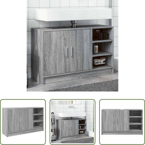 vidaXL Armadio da bagno -  Mobile Lavabo Grigio Sonoma 90x29x55 cm in Truciolare