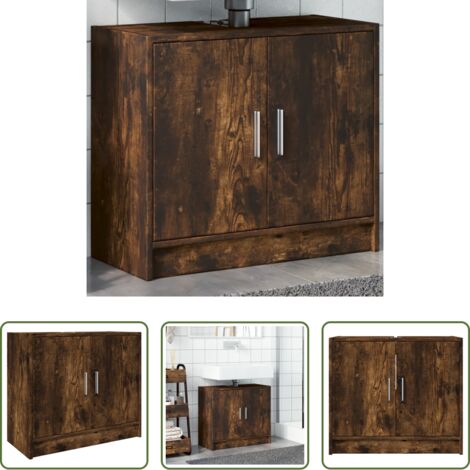vidaXL Armadio da bagno -  Mobile Lavabo Rovere Fumo 63x29x55 cm in Legno Multistrato