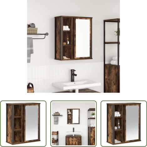 vidaXL Armadio da bagno -  Pensile da Bagno con Specchio Rovere Fumo 50x21x60 cm