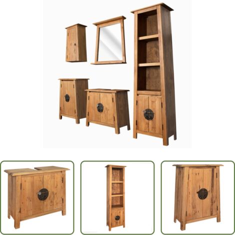 vidaXL Armadio da bagno -  Set da Bagno 5 pz in Legno Massello di Pino