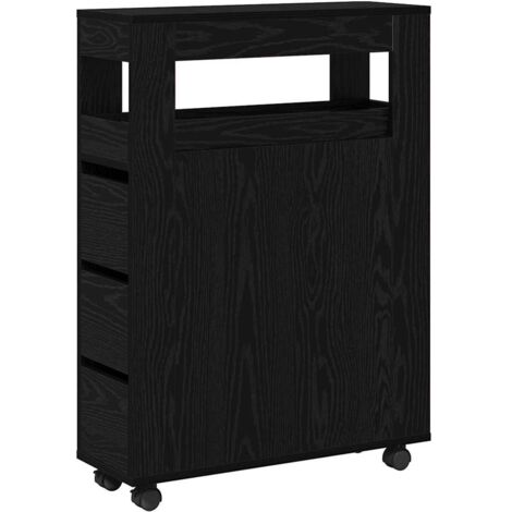 vidaXL Armadio da Bagno Stretto Rovere nero 65 x 23 x 87 cm
