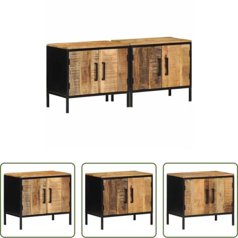 vidaXL Armadio da camera da letto -  Armadio da Notte 2 pcs Marrone e Nero 50 x 30 x 45 cm