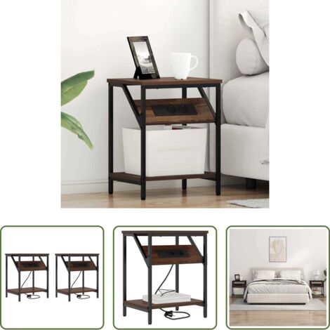 vidaXL Armadio da camera da letto -  Armadio da Notte 2 pcs Rovere Marrone 38 x 30 x 48 cm
