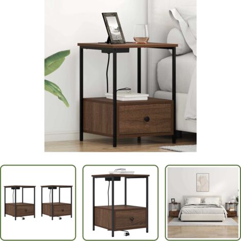vidaXL Armadio da camera da letto -  Armadio da Notte 2 pcs Rovere Marrone 42 x 41 x 56 cm