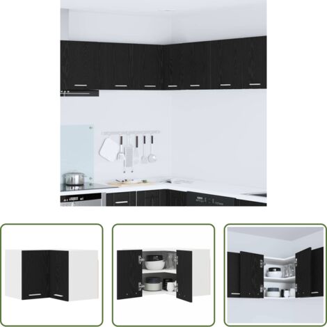 vidaXL Armadio da cucina in legno -  Armadio pensile Rovere Nero e Bianco 57 x 57 x 40 cm