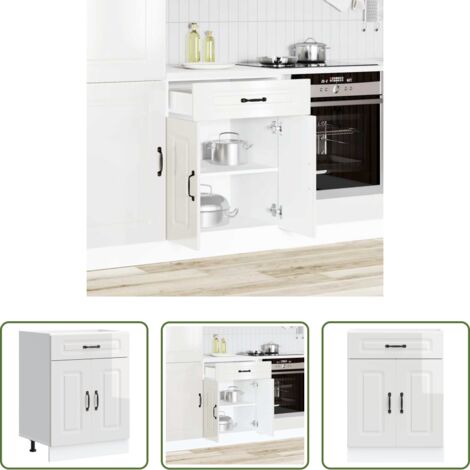 vidaXL Armadio da cucina in legno -  Base da Cucina Kalmar Bianco Lucido in Legno Multistrato