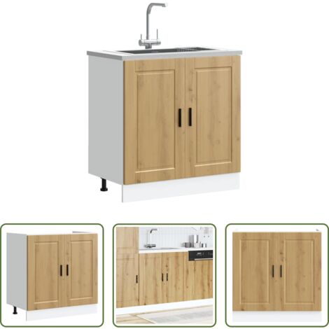 vidaXL Armadio da cucina -  Mobile base lavello Porto Rovere Artigianale 80x46x81,5 cm