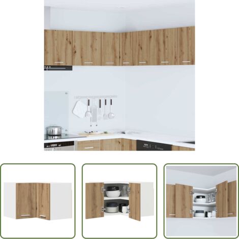 vidaXL Armadio da cucina moderno -  Armadio pensile Rovere Artigiano e Bianco 57 x 57 x 40 cm
